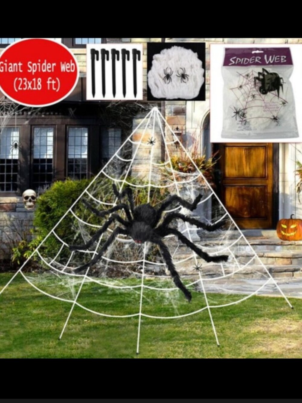 Beeveer Giant Halloween Spider Web 23' x 18' Outdoor Yard Lawn House Decor NIB